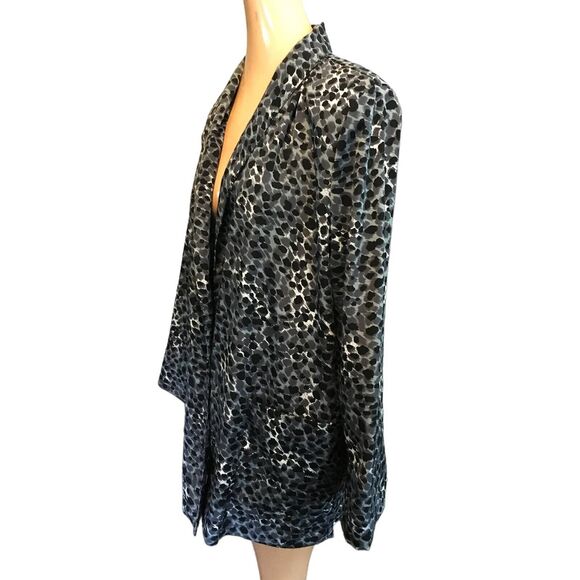 1980s Vintage Cheetah Print Blazer Jacket in Grays and Blacks, Size Large - Picture 3 of 6